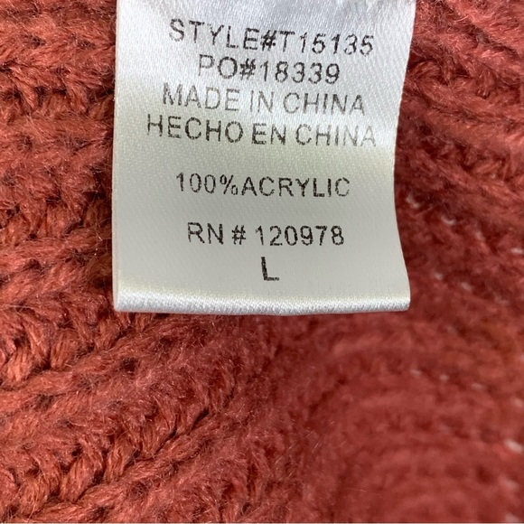 ENTRO Womens Size L Oversized Bulky Heavy Knit Sweater Crew Neck Long Sleeve Hem - Picture 11 of 12